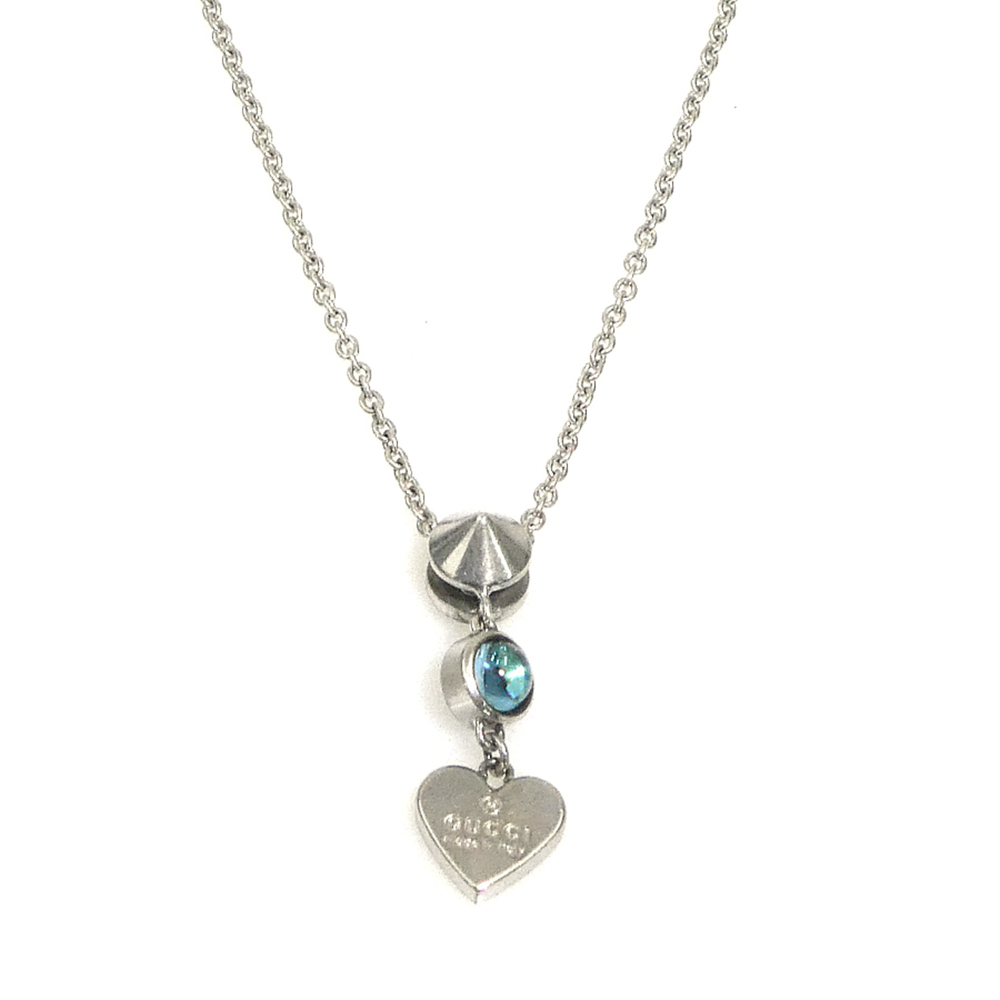 Gucci GUCCI Necklace Heart Sterling Silver 925 Stone Blue Women's e62280j